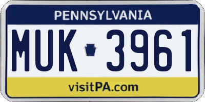 PA license plate MUK3961