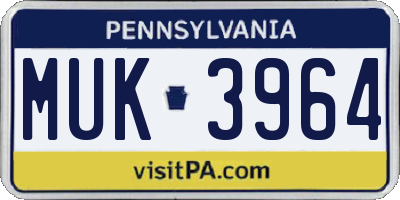PA license plate MUK3964