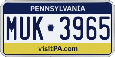 PA license plate MUK3965