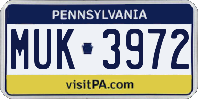 PA license plate MUK3972