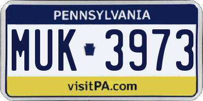 PA license plate MUK3973
