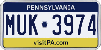 PA license plate MUK3974