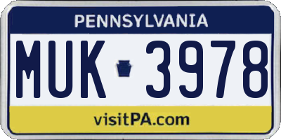 PA license plate MUK3978