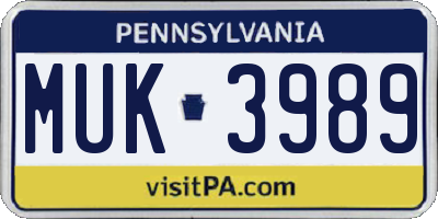 PA license plate MUK3989