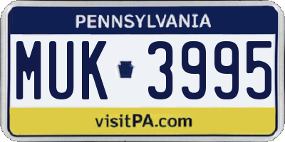 PA license plate MUK3995