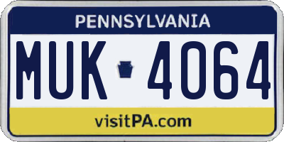 PA license plate MUK4064