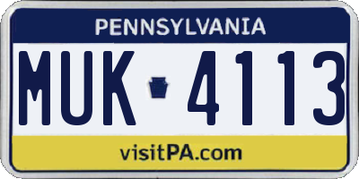 PA license plate MUK4113