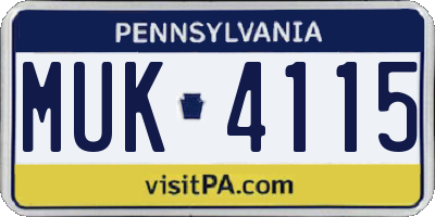 PA license plate MUK4115