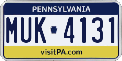 PA license plate MUK4131