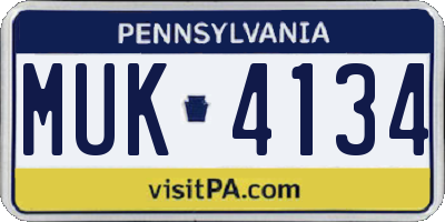 PA license plate MUK4134