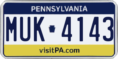 PA license plate MUK4143
