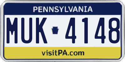 PA license plate MUK4148