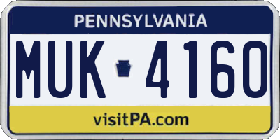 PA license plate MUK4160