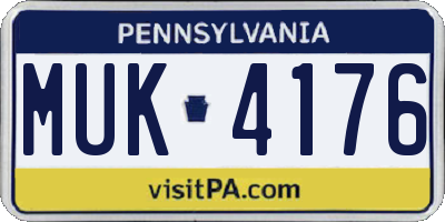 PA license plate MUK4176