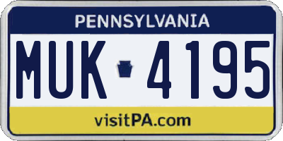 PA license plate MUK4195