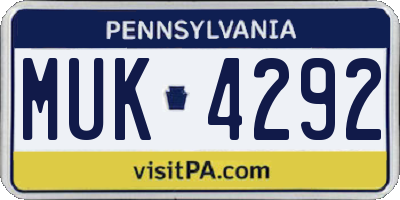 PA license plate MUK4292
