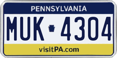PA license plate MUK4304