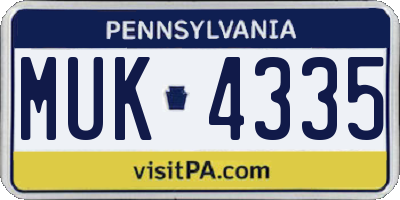 PA license plate MUK4335