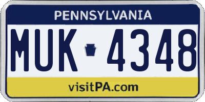 PA license plate MUK4348