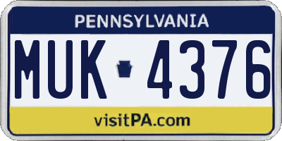 PA license plate MUK4376