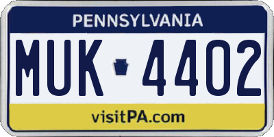 PA license plate MUK4402