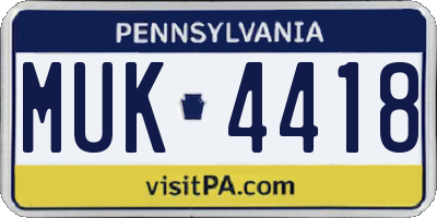 PA license plate MUK4418