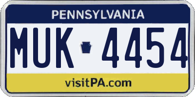 PA license plate MUK4454