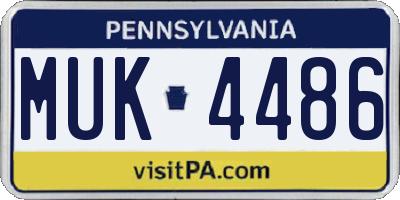 PA license plate MUK4486