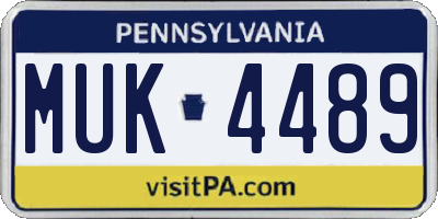 PA license plate MUK4489