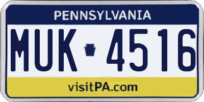 PA license plate MUK4516