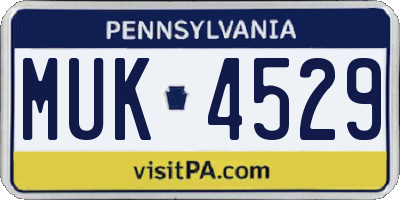 PA license plate MUK4529
