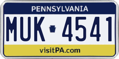 PA license plate MUK4541