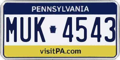 PA license plate MUK4543