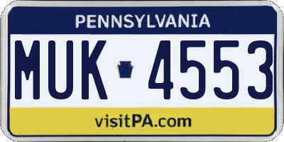 PA license plate MUK4553