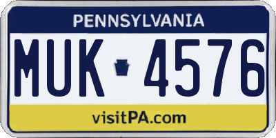 PA license plate MUK4576
