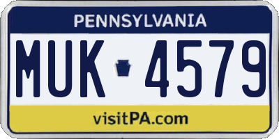 PA license plate MUK4579