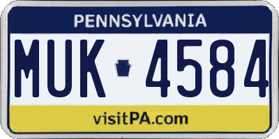 PA license plate MUK4584
