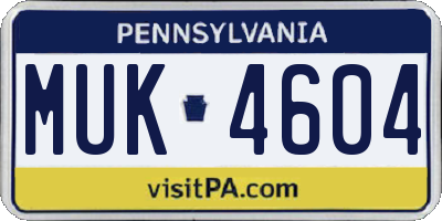 PA license plate MUK4604