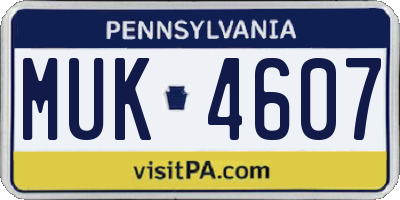 PA license plate MUK4607