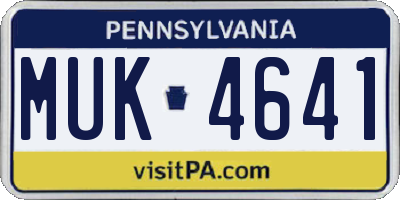 PA license plate MUK4641