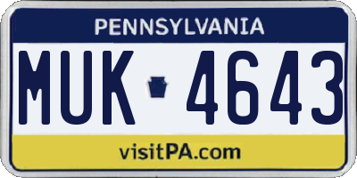 PA license plate MUK4643