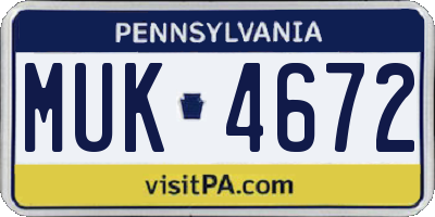 PA license plate MUK4672