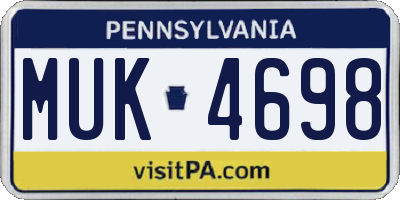 PA license plate MUK4698
