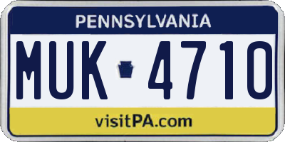 PA license plate MUK4710