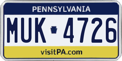 PA license plate MUK4726