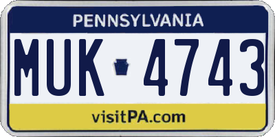 PA license plate MUK4743