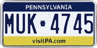 PA license plate MUK4745