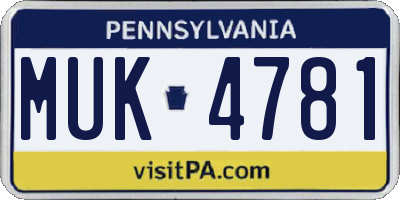 PA license plate MUK4781