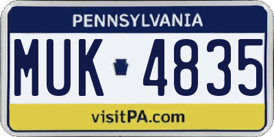 PA license plate MUK4835