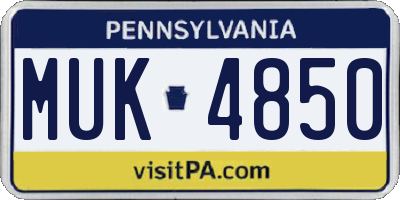 PA license plate MUK4850